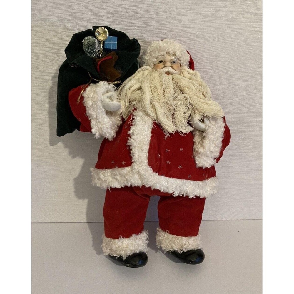Vintage Dept 56 Santa With Toy Bag Figurine 11.5" Velvet Outfit